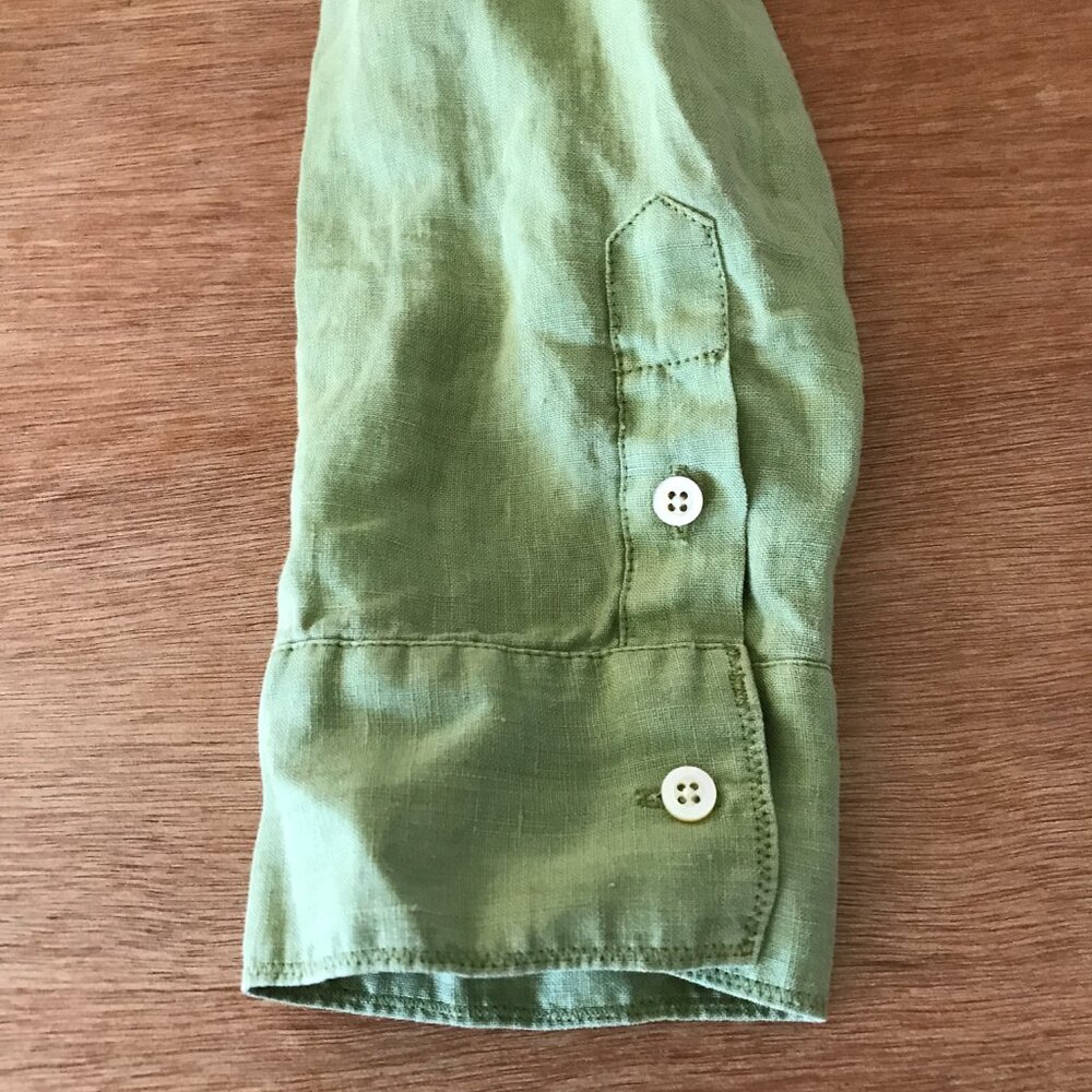 Tommy Bahama Relax 100% Linen Shirt Men XL Green Button Up Pocket Long Sleeve - Picture 11 of 16